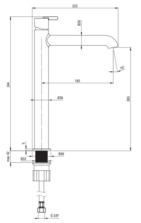 Bateria umywalkowa wysoka Silia Deante titanium