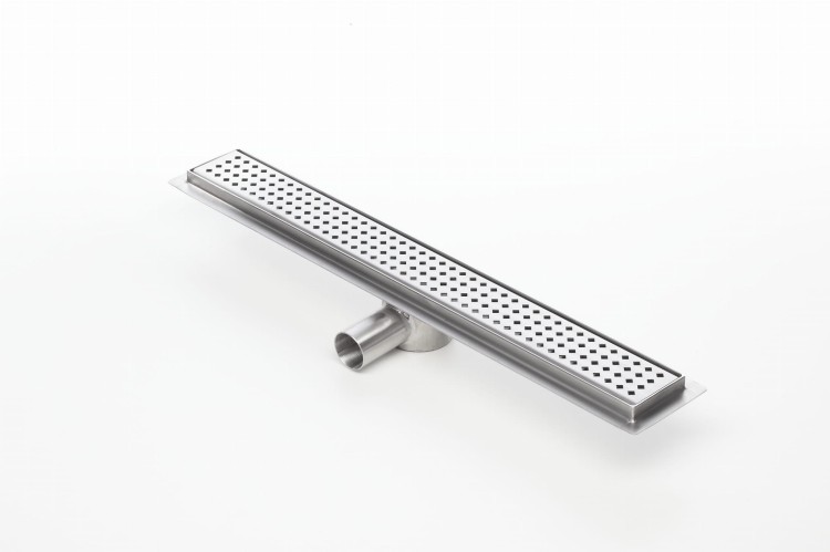 Odpływ liniowy z flanszą i metalowym syfonem Kesmet 70 cm z rusztem Caro