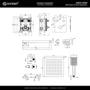 Zestaw prysznicowy podtynkowy ango z02mgm deszczownica 25cm mieszacz słuchawka prysznicowa gunmetal