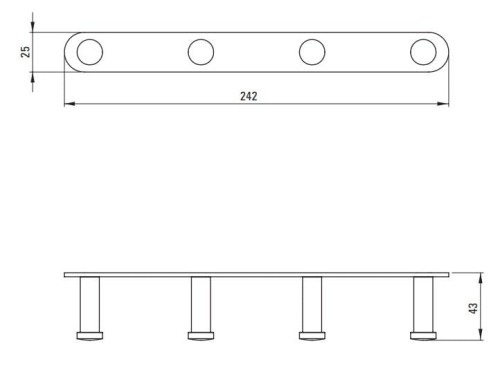 Haczyk poczwórny na listwie chrom Jasmin Deante