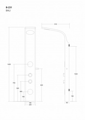 Corsan bali b231 bambusowy czarny wykończeniem i termostatem