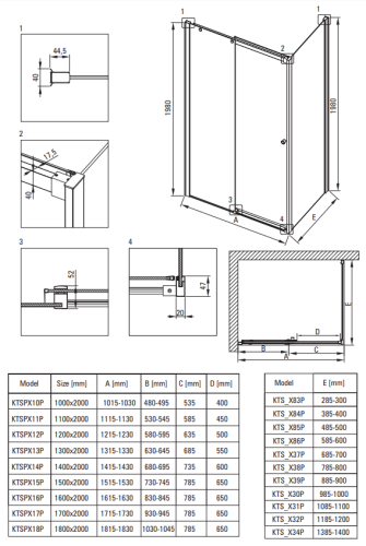 Kabina prysznicowa prostokątna 100x80x198 chrom Kerria Plus Deante