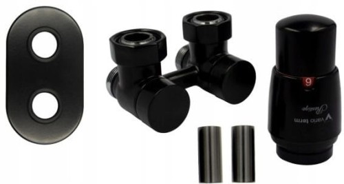 Zestaw zaworów Premium Exclusive Radeco kątowy czarny
