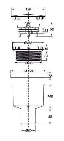 Syfon brodzikowy 90 z odpływem pionowym Doccione Bonomini