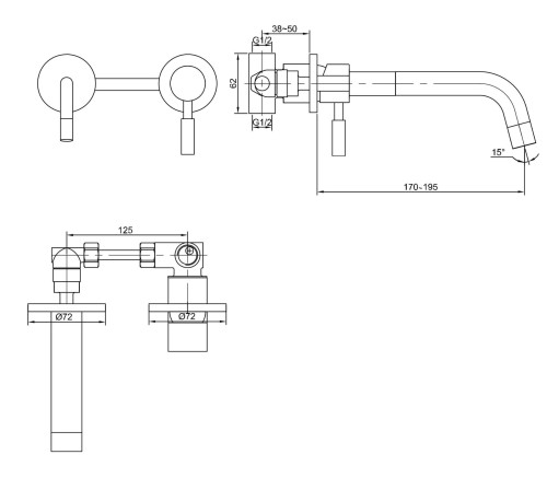 Bateria umywalkowa podtynkowa KOHLMAN Roxin QW180R