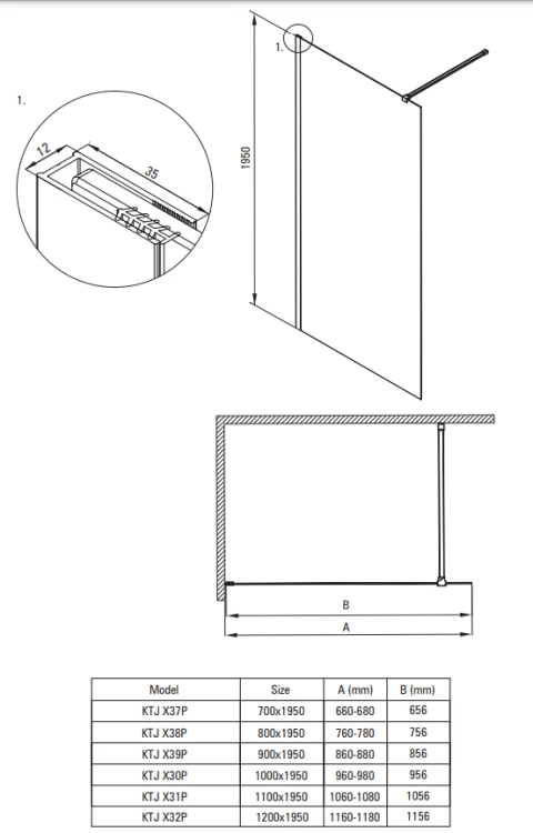 Ścianka prysznicowa walk-in 120x195 bianco Prizma Deante