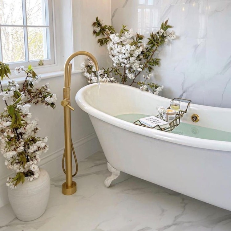 Bateria VADO ORIGINS wannowa wolnostojąca złota szczotkowana