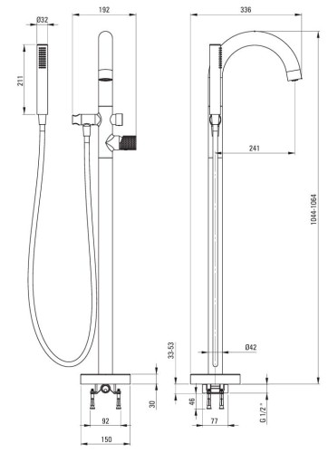 Bateria wannowa wolnostojąca złoto szczotkowane Silia Hexa Deante