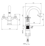 Bateria umywalkowa stojąca chrom Temisto Deante
