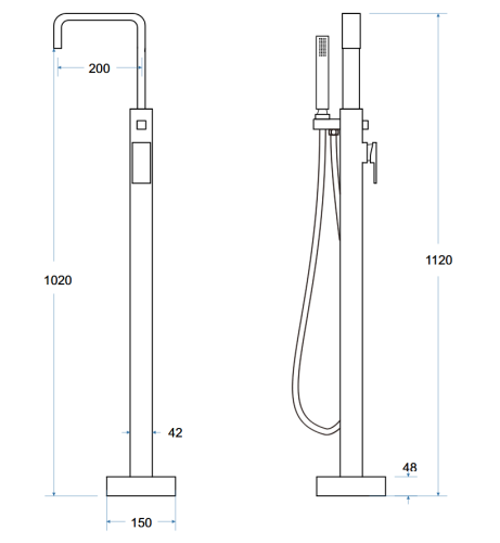 Bateria wannowa wolnostojąca Besco MODERN I chrom