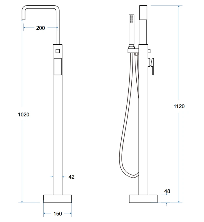 Bateria wannowa wolnostojąca Besco MODERN I chrom