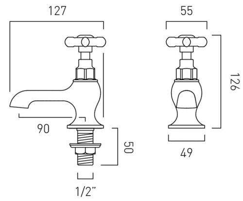 Para baterii umywalkowych Axbridge Cross Chrom Vado