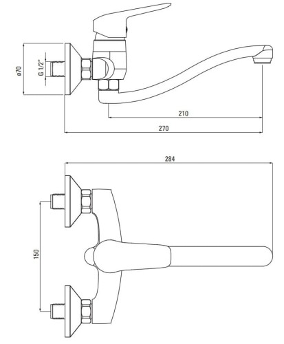 Bateria kuchenna ścienna chrom Boro Deante