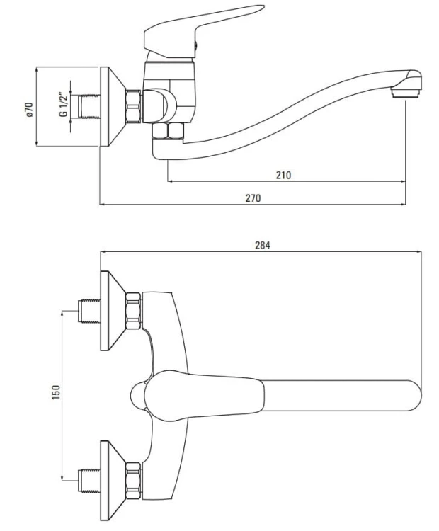 Bateria kuchenna ścienna chrom Boro Deante