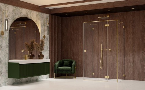 Kabina prysznicowa Essenza Pro Brushed Gold KDJ+S Radaway prawa złota