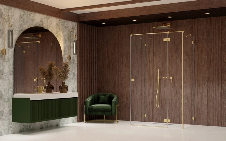 Kabina prysznicowa Essenza Pro Brushed Gold KDJ+S Radaway prawa złota