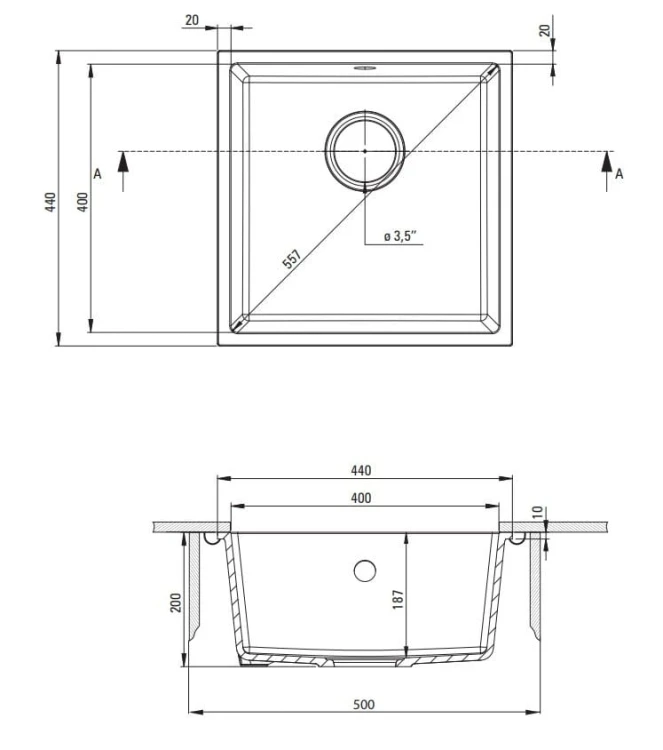 Zlewozmywak granitowy 1-komorowy Corda Deante alabaster