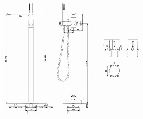 Bateria wannowa wolnostojąca Experience Gray KOHLMAN QF1165EG