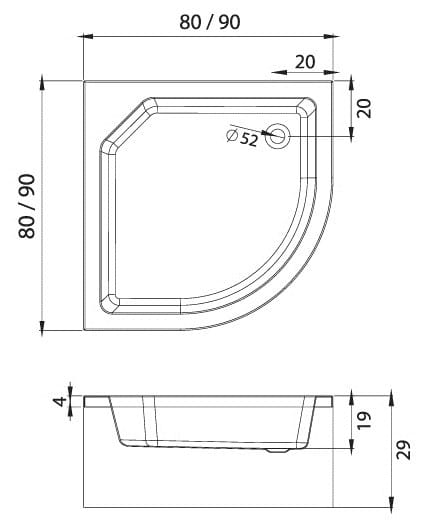 Brodzik półokrągły New Trendy Artus 80x80x29 + obudowa