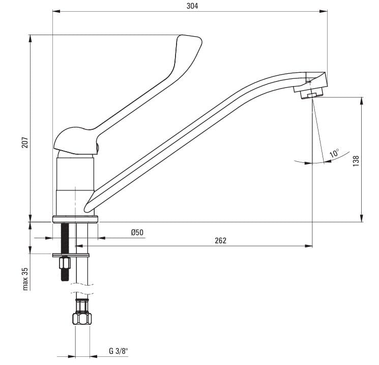 Bateria kuchenna stojąca z dźwignią Clinic chrom Boro Deante