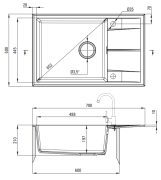 Zlewozmywak granitowy 1-komorowy z ociekaczem Eridan Deante ZQEG11B