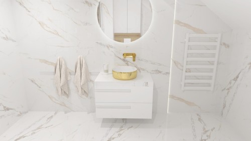 Umywalka nablatowa Merida Gold/White Lavita