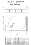 Brodzik prostokątny Radaway Delos D z obudową 90x75 lewy