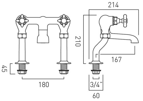 Bateria wannowa Axbridge Cross Chrom Vado