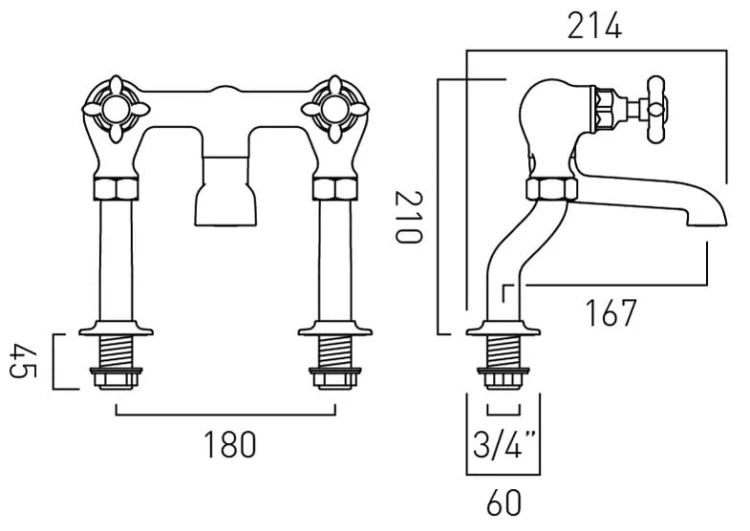 Bateria wannowa Axbridge Cross Chrom Vado