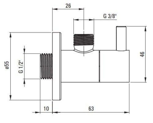 Zawór kątowy z głowicą ceramiczną 1/2