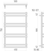 Grzejnik łazienkowy Sunerzha Apus 75x50 stal polerowana