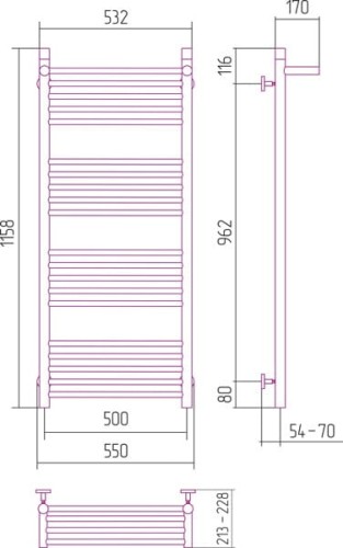 Grzejnik łazienkowy Sunerzha Bohemia P1 120x50cm stal polerowana