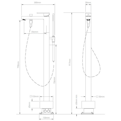 Bateria VADO NOTION wannowa wolnostojąca złota szczotkowana
