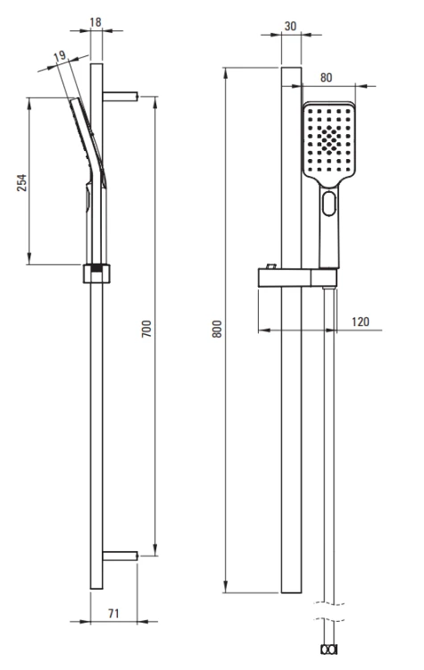 Zestaw prysznicowy 3-funkcyjny z drążkiem chrom Alpinia Deante