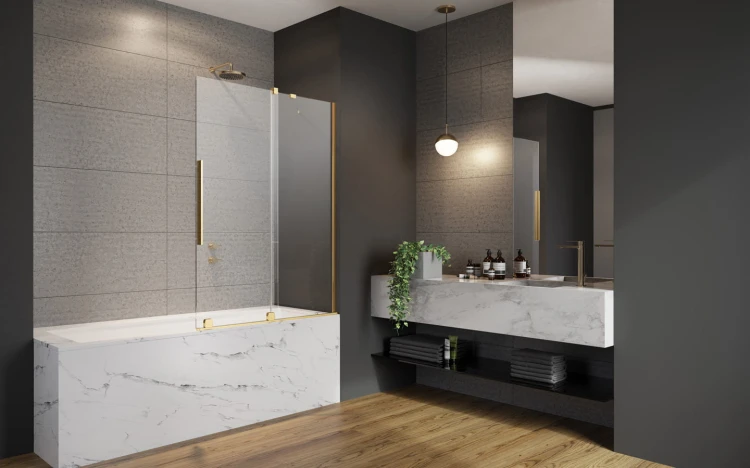 Parawan nawannowy Furo Gold PND II 110x150 Radaway złoty prawy
