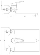 Bateria umywalkowa ścienna chrom Lobo Deante