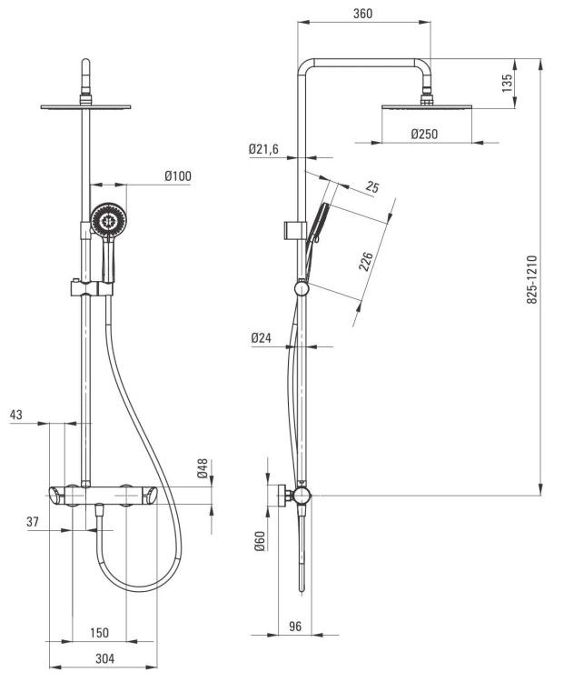 Deszczownica z baterią prysznicową złota Deante Arnika NACZ1QK