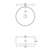 Umywalka nablatowa lugo okrągła 360x120 mm z korkiem białym