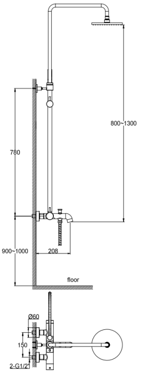 Zestaw wannowo-prysznicowy czarny Axel Black KOHLMAN QW277AB