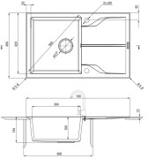 Zlewozmywak granitowy 1-komorowy z ociekaczem nero Andante Flush
