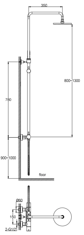 Zestaw prysznicowy z termostatem czarny Axel Black KOHLMAN QW273AB