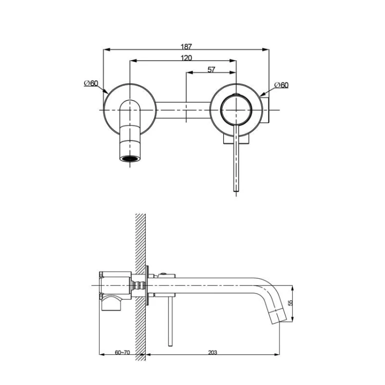 Bateria umywalkowa podtynkowa Orion Chrome Lavita