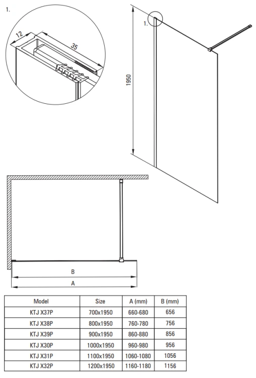 Ścianka prysznicowa walk-in 70x195 szczotkowane złoto Prizma Deante