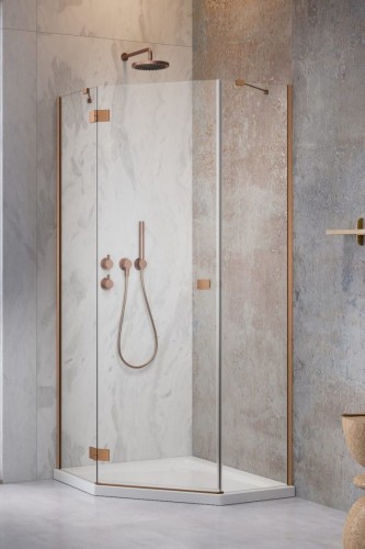 Kabina pięciokątna Radaway Essenza Brushed Copper PTJ lewa