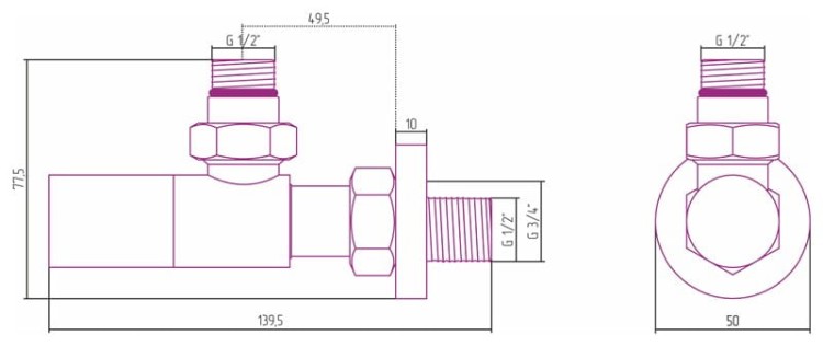 Zestaw zaworów kątowy SN stal polerowana SUNERZHA ROUND