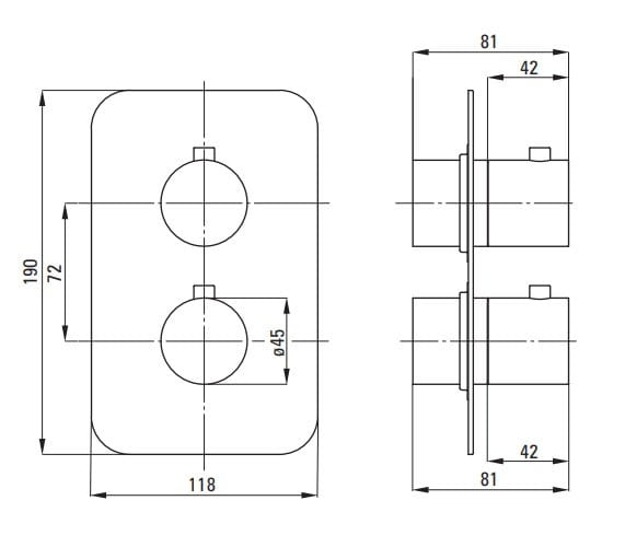 Element zewnętrzny do BOXa termostatycznego titanium Deante