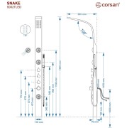 Panel prysznicowy corsan snake termostat czarna stal deszczownica led