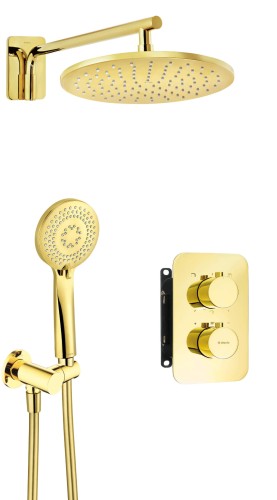 Zestaw prysznicowy podtynkowy z BOXem termostatycznym złoty Deante