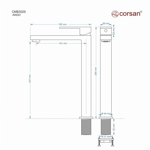 Bateria umywalkowa corsan cmb3029bl ango czarna