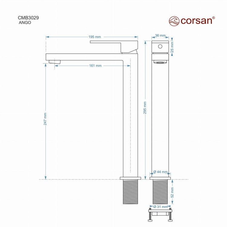 Bateria umywalkowa corsan cmb3029bl ango czarna